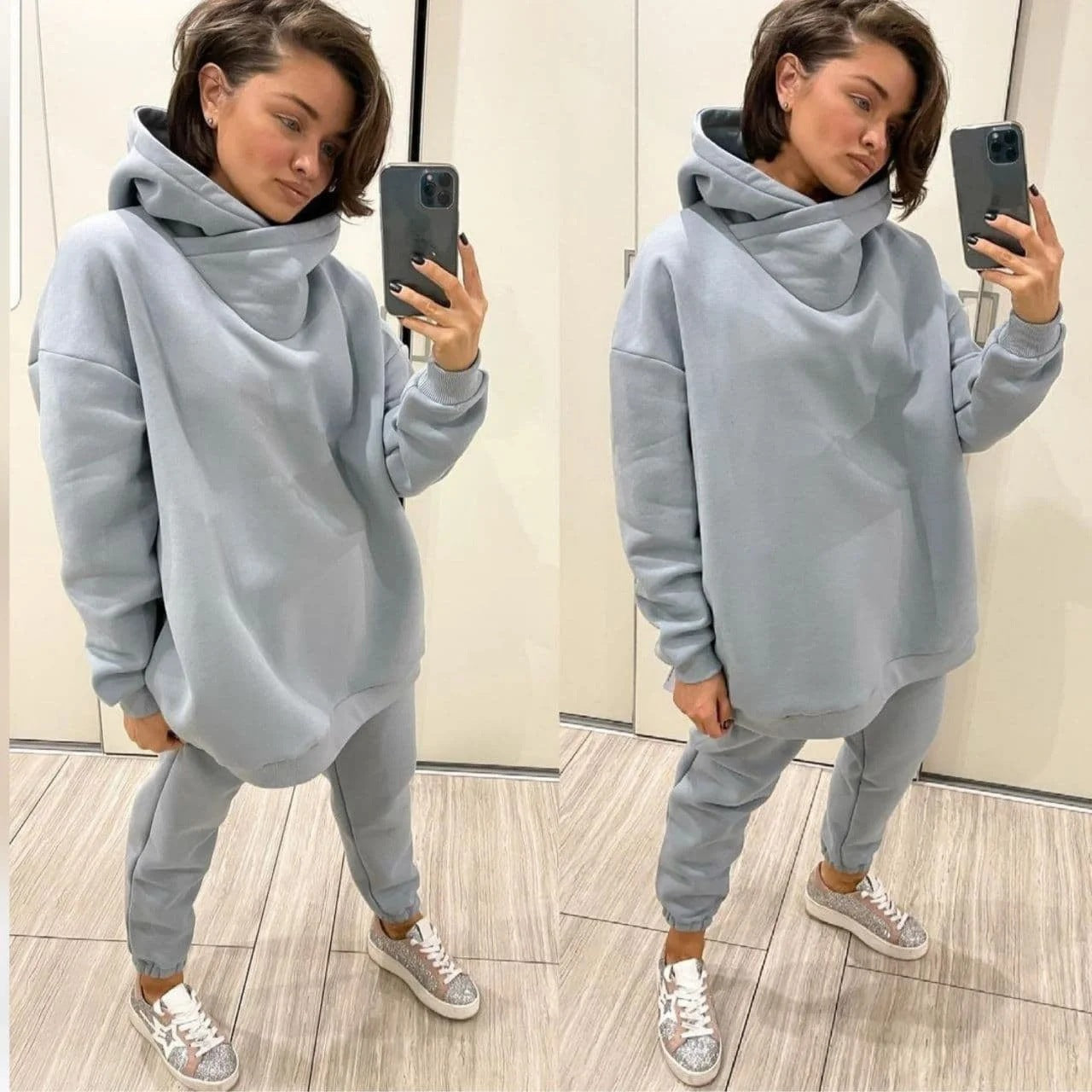 Damen Oversized Kapuzenpullover Jogginghose Set