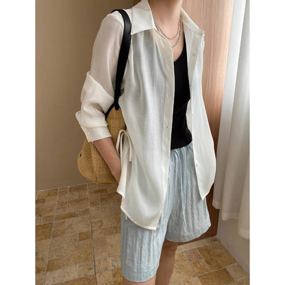 Damen Kurzarmbluse Transparent Norvielle - Norvielle