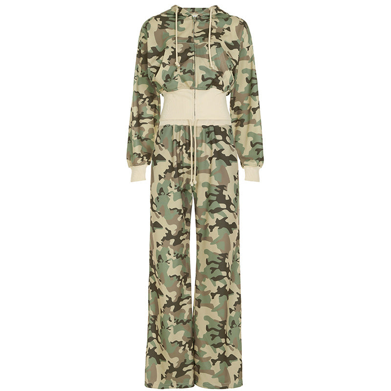 Herren Camouflage Hoodie Langarm Sweatshirt Hose Set