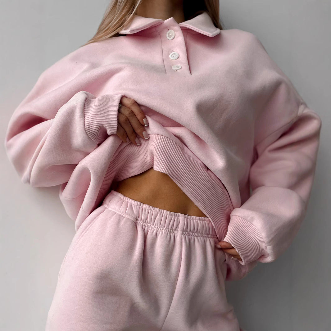 Damen Hoodie Knopfleiste Weite Hose Norvielle