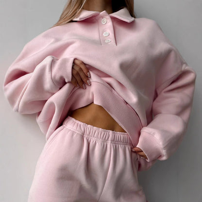 Damen Hoodie Knopfleiste Weite Hose Norvielle