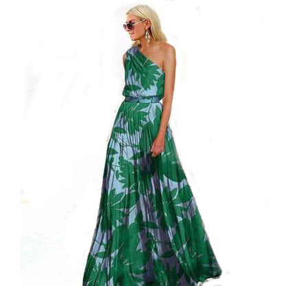 Damen Maxikleid Asymmetrisch Florales Design