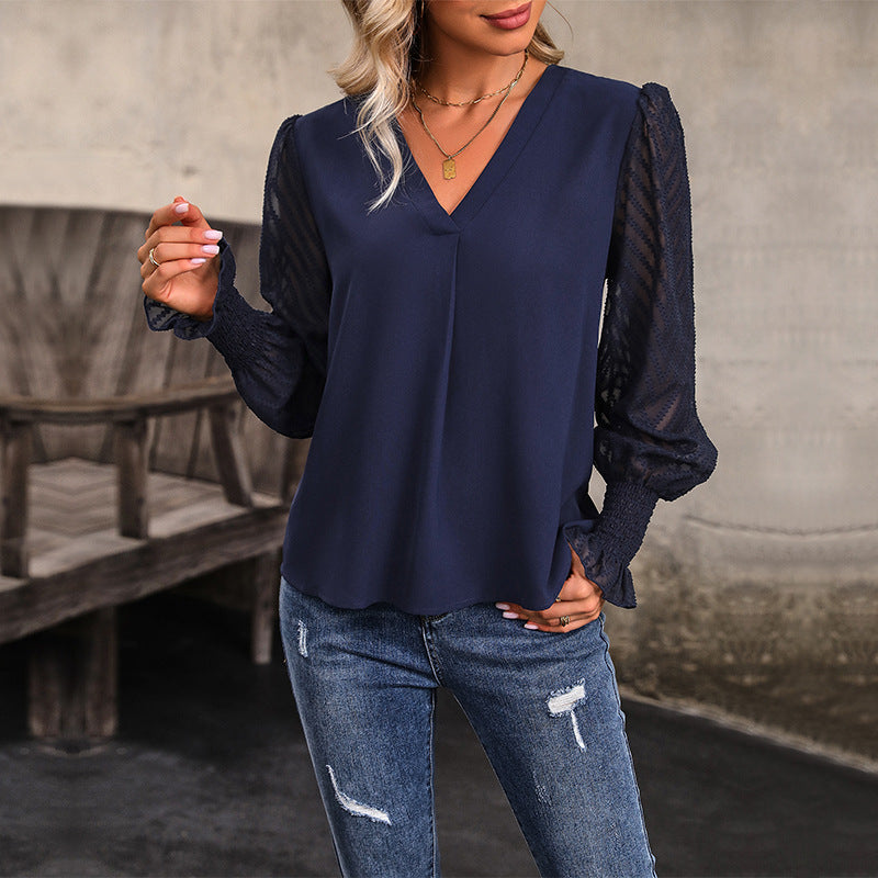 Damen Bluse Rüschendetails Transparente Ärmel Norvielle - Norvielle