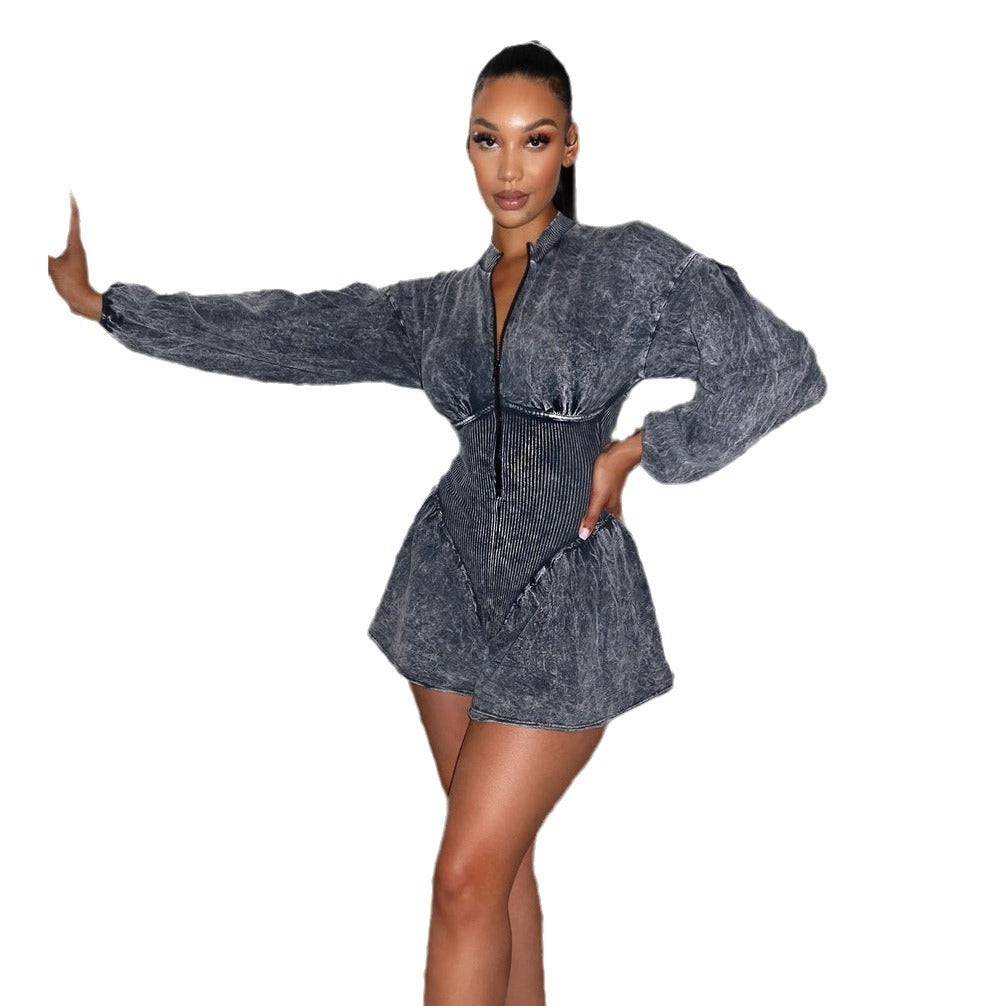 Damen Wickeloverall Puffärmel Norvielle