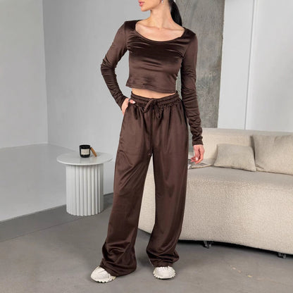 Damen Velours-Hose Cropped Bequem