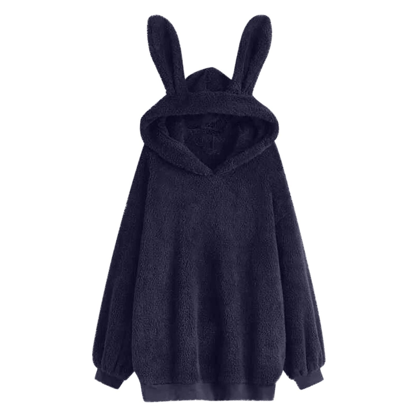 Damen Hoodie Kuschelig Hasenohren Grau