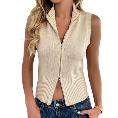 Damen Stricktop Reißverschluss Hochkragen Norvielle