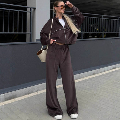 Damen Velours-Loungewear-Anzug Elastisch Weit Norvielle - Norvielle
