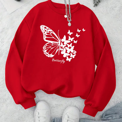 Damen Sweatshirt Schmetterlingsmotiv Lässig Grün