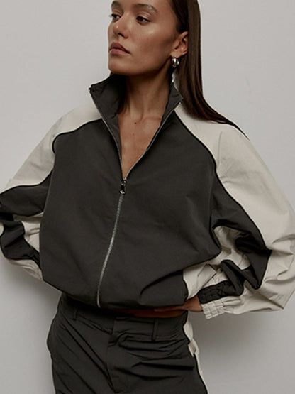 Damen Oversized Jacke Sportlich Reißverschluss Norvielle