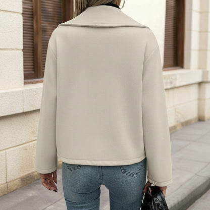 Damen Cropped Jacke Doppelter Knopfleiste Weites Design