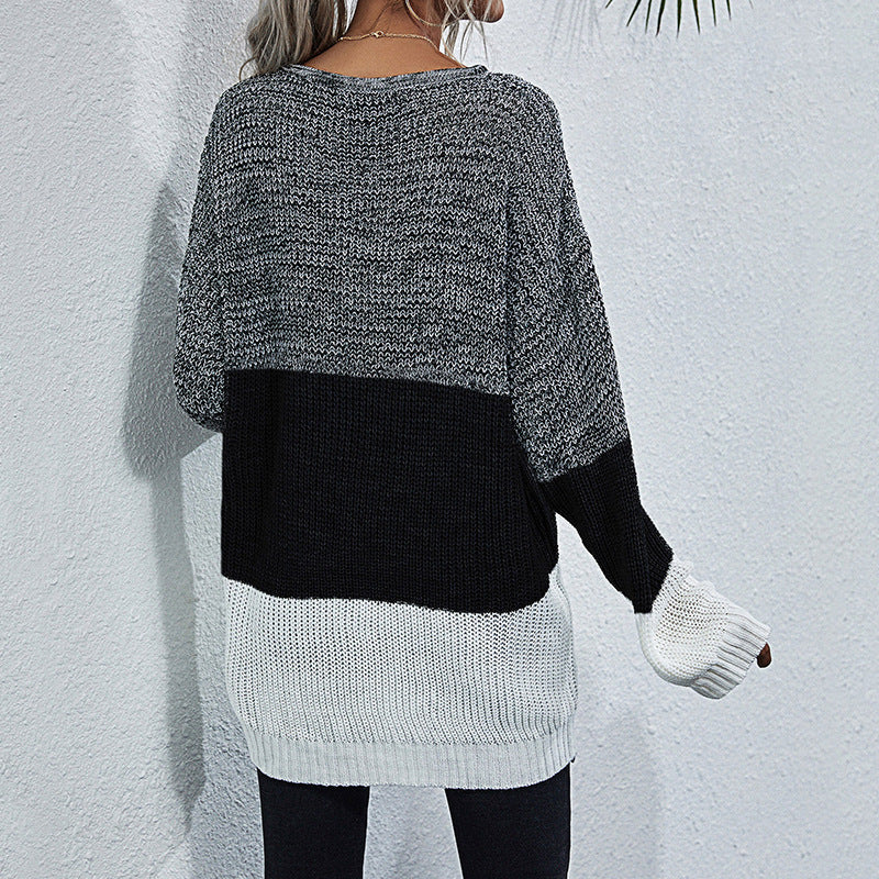 Damen Strickpullover Oversized Farbwechsel Norvielle