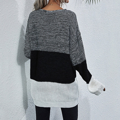 Damen Strickpullover Oversized Farbwechsel Norvielle