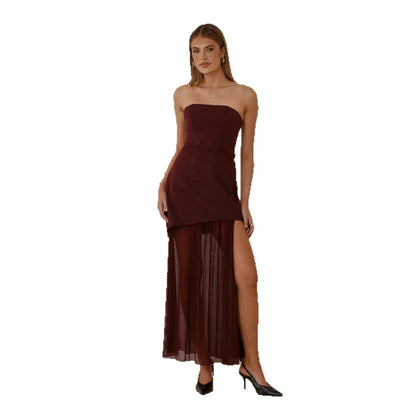 Damen Abendkleid Asymmetrischer Schnitt mit Schlitz Norvielle