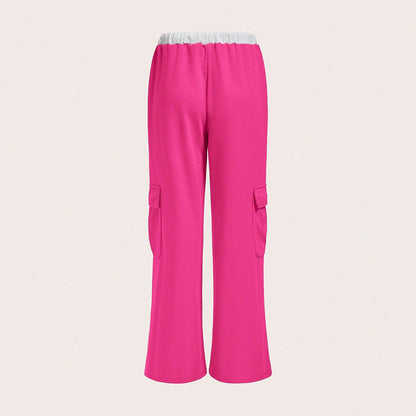 Damen Cargo-Hose Weites Bein Elastischer Bund Norvielle