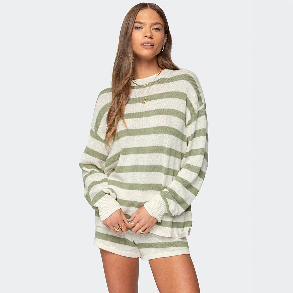 Damen Strickanzug Gestreift Locker Norvielle