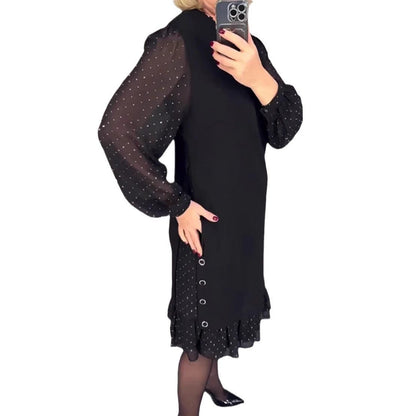 Damen Kleid Voluminöse Ärmel Durchbrochener Saum Norvielle