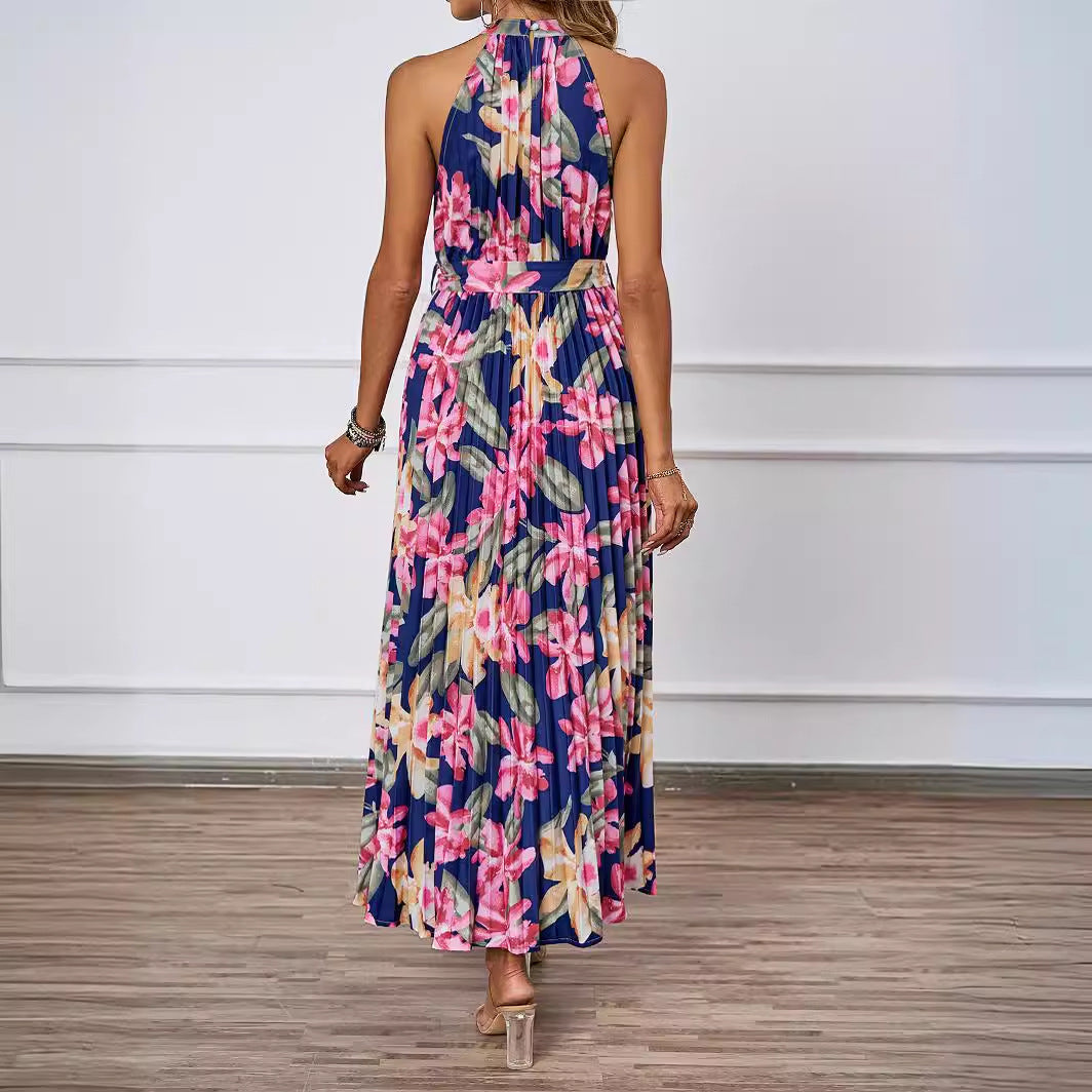 Damen Maxikleid Florales Design Gerafftes Oberteil Norvielle