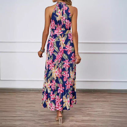 Damen Maxikleid Florales Design Gerafftes Oberteil Norvielle