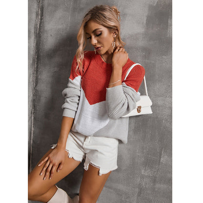 Damen Strickpullover V-Ausschnitt Grafikdesign Norvielle