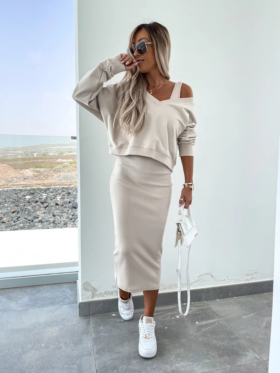 Damen Kleidungsset mit Oberteil und Rock Norvielle