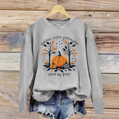 Damen Sweatshirt Herbstlich Kürbis Motiv Lässig Norvielle