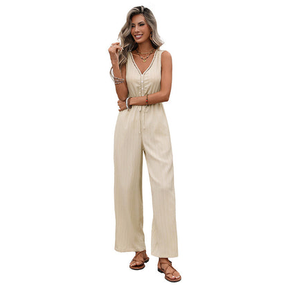 Damen Jumpsuit Elastischer Bund Praktische Taschen