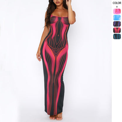Damen Maxikleid Grafisches Design Tailliert Norvielle - Norvielle