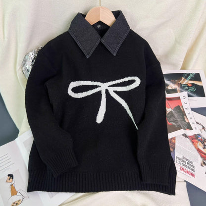 Damen Pullover Schleifenmuster Weich Norvielle