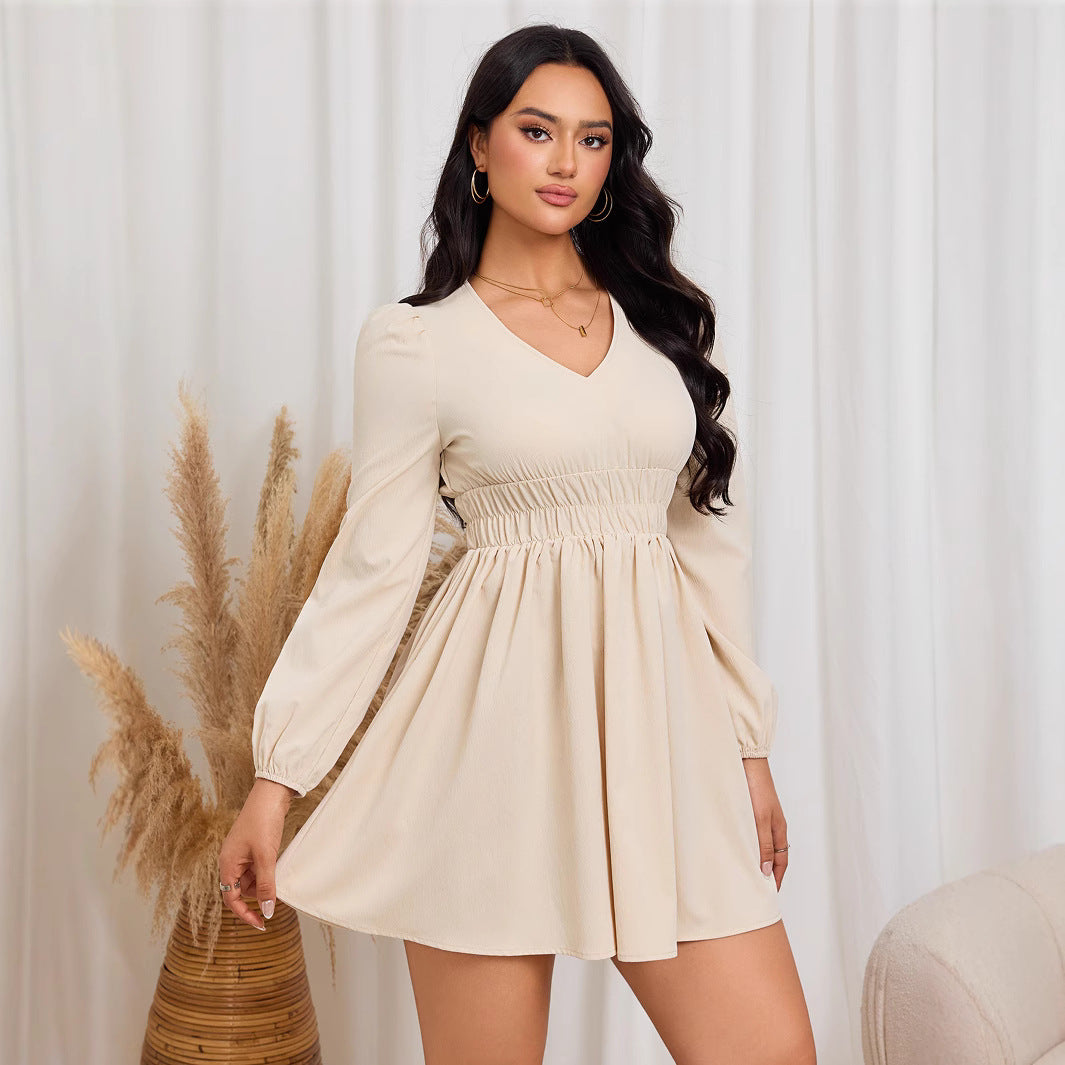 Damen Minimidi-Kleid mit Puffärmeln und Taillierung Norvielle