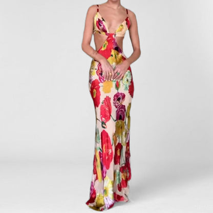 Damen Maxikleid Cut-Out-Design Floral
