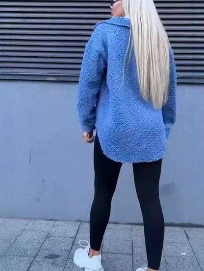 Damen Fleecejacke Lässig Mit Taschen Knopf Norvielle