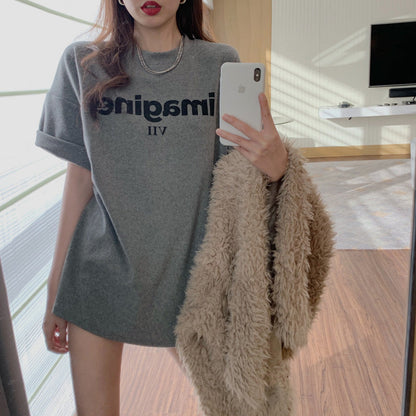 Damen Oversized T-Shirt Bequem Lässig Weiß