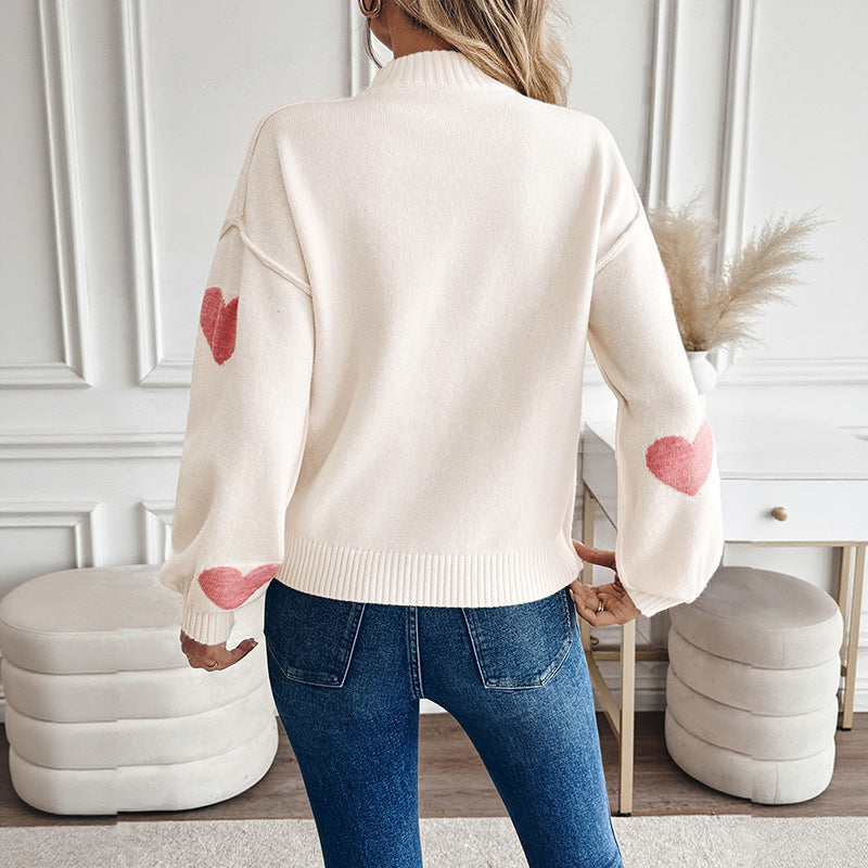 Damen Pullover Herzmotiv Norvielle