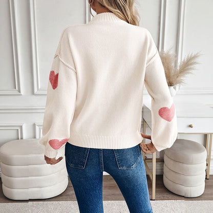 Damen Pullover Herzmotiv Norvielle