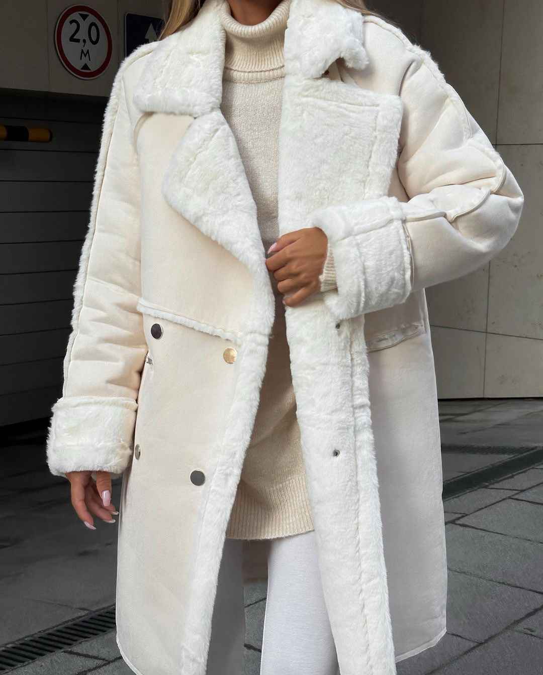 Damen Winterjacke Reverskragen Fleece