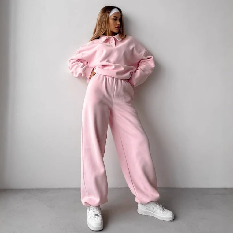 Damen Sweat-Outfit Hochkragen Weite Hose Norvielle - Norvielle
