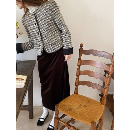 Damenjacke Tweed-Look Rundhalsausschnitt Norvielle
