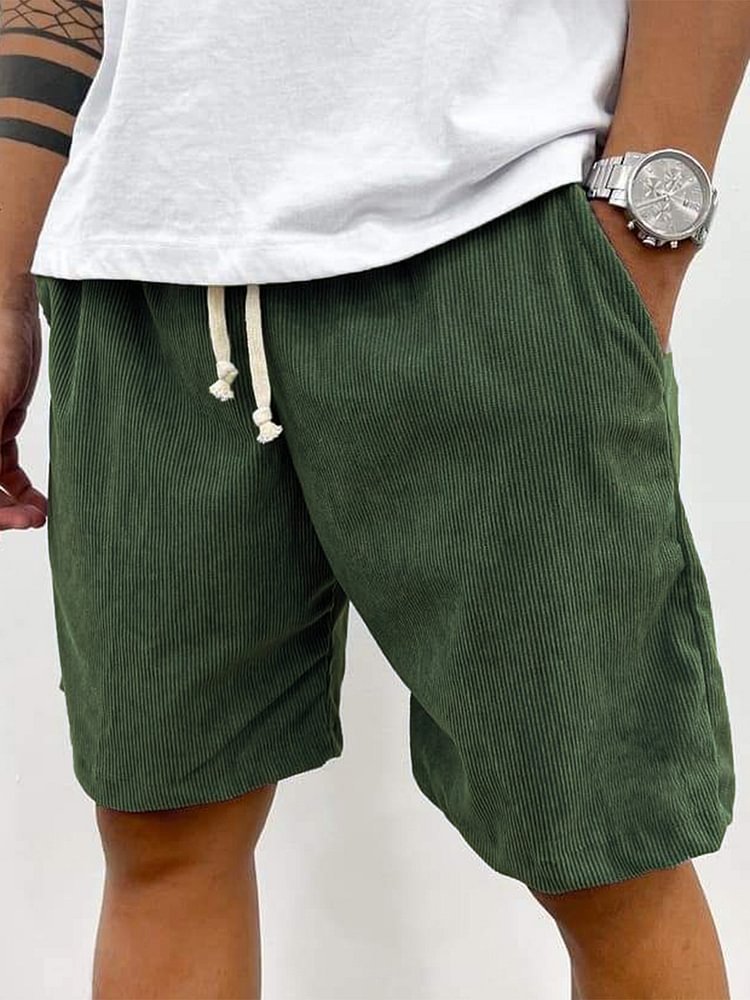 Herren Cord Shorts Kordelzug Beige