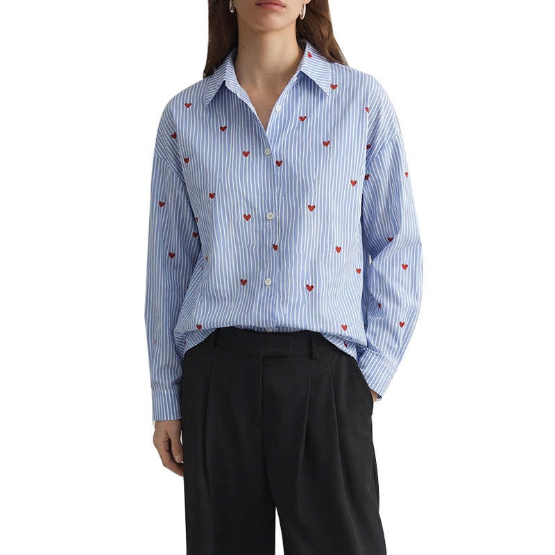 Damen Hemd Romantisches Herzdesign Bluse
