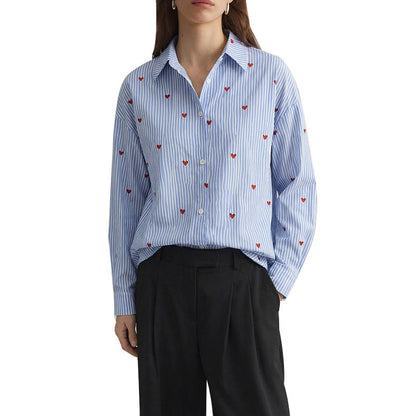 Damen Hemd Romantisches Herzdesign Bluse