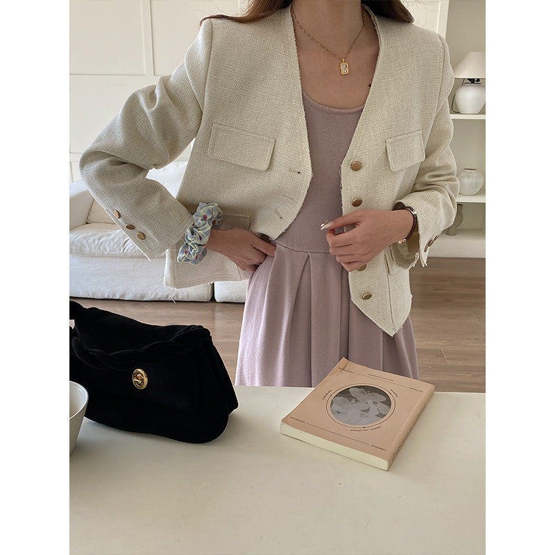 Damen Jacke Strukturiertes Design Doppelter Knopf Schwarz Norvielle - Norvielle