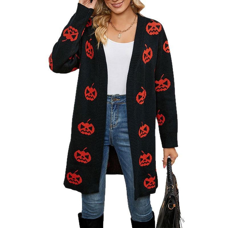 Damen Strickjacke Halloween-Motiv Norvielle
