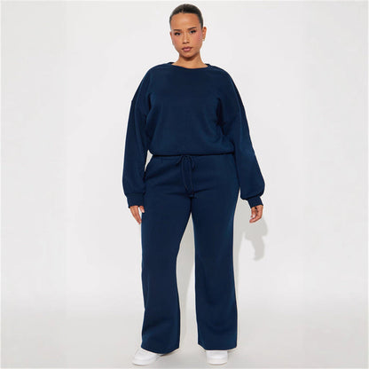 Damen Cropped Sweatshirt Überschnittene Schultern Breiter Saum