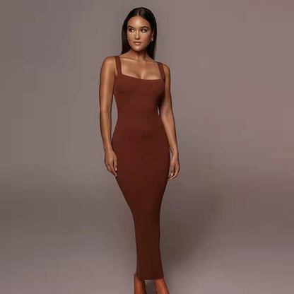 Damen Langärmliges Knielanges Strickkleid