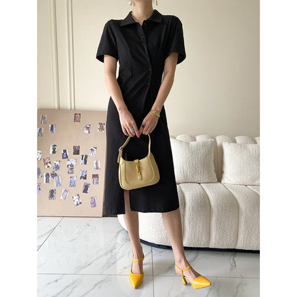 Damen Polokleid Lässig Knöpfe Asymmetrisch Norvielle