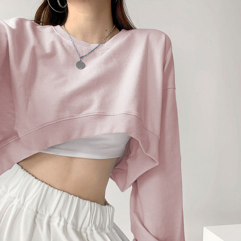 Damen Crop-Sweatshirt Weite Ärmel Modischer Schnitt