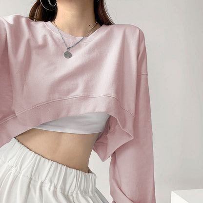 Damen Crop-Sweatshirt Weite Ärmel Modischer Schnitt
