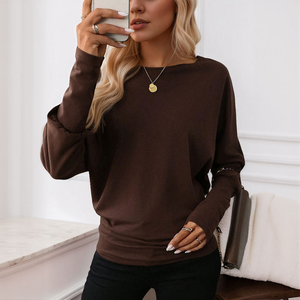 Damen Oversized Longsleeve-Shirt Rundhalsausschnitt Lässig Norvielle