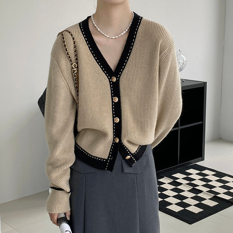 Damen Strickjacke Mit Kontrastdetails Norvielle - Norvielle